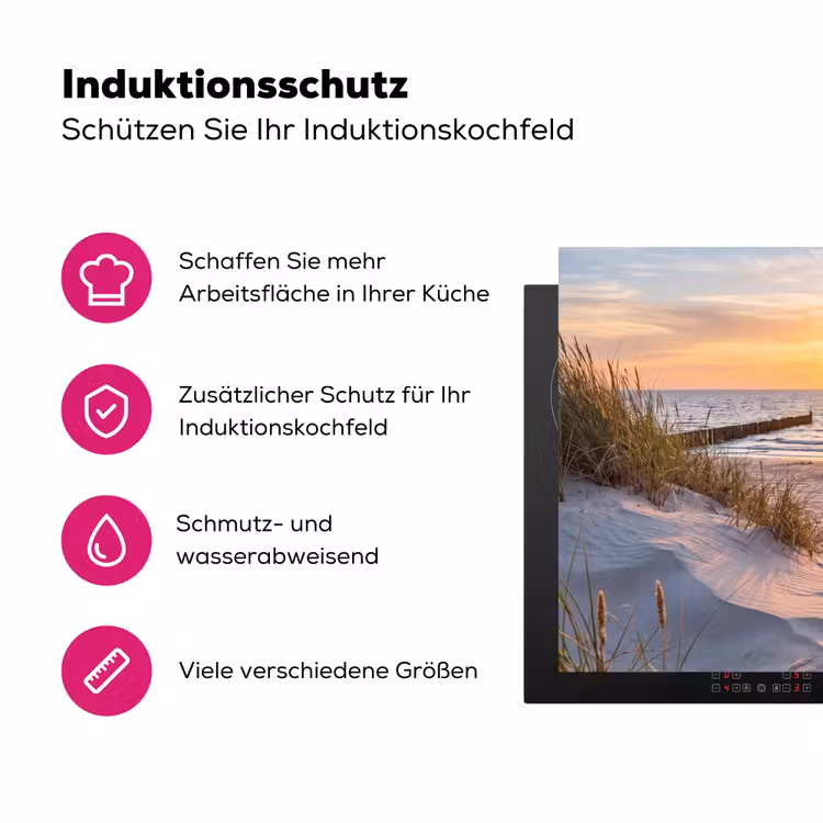 Strand - Zonsondergang - Natuur - Landschap Inductie beschermer vinyl 3mm klein -zzzzzzz-lf-ups