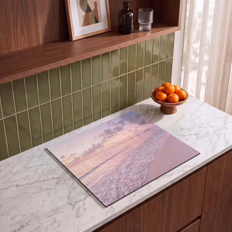 Strand - Zonsondergang - Natuur - Minimalistisch - Roze Inductie beschermer vinyl 3mm middel -sfeer8