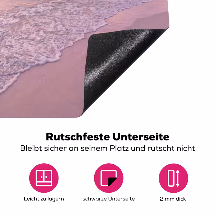 Strand - Zonsondergang - Natuur - Minimalistisch - Roze Inductie beschermer vinyl 3mm middel -zzzzzzz-lf-onderkant