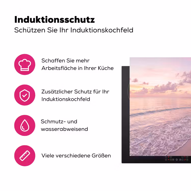 Strand - Zonsondergang - Natuur - Minimalistisch - Roze Inductie beschermer vinyl 3mm middel -zzzzzzz-lf-ups