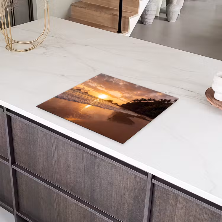 Strand - Zonsondergang - Natuur - Tropisch - Oranje Inductie beschermer vinyl 3mm middel -sfeer8