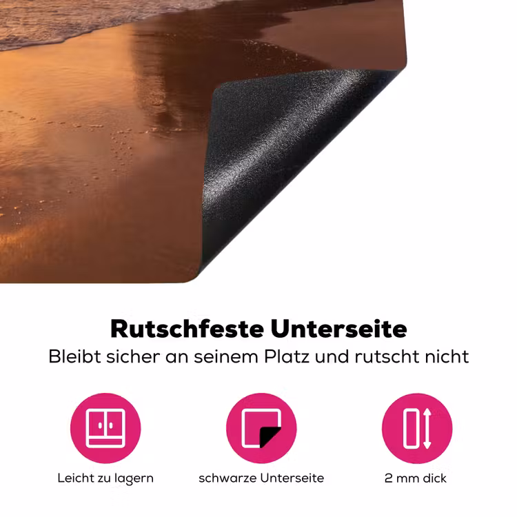 Strand - Zonsondergang - Natuur - Tropisch - Oranje Inductie beschermer vinyl 3mm middel -zzzzzzz-lf-onderkant