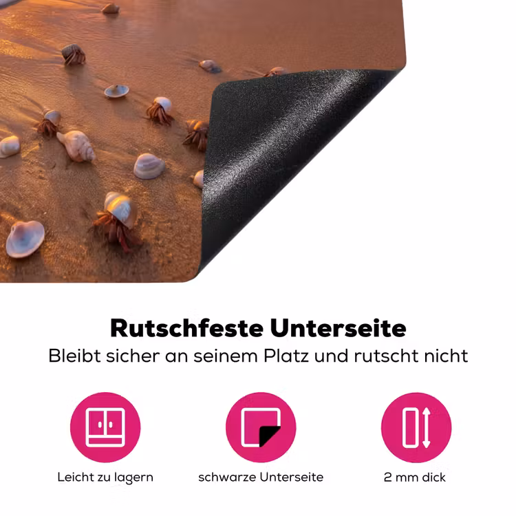 Strand - Zonsondergang - Palmbomen - Natuur - Oranje Inductie beschermer vinyl 3mm middel -zzzzzzz-lf-onderkant
