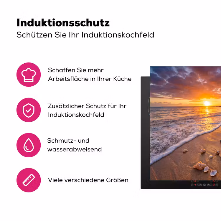 Strand - Zonsondergang - Palmbomen - Natuur - Oranje Inductie beschermer vinyl 3mm middel -zzzzzzz-lf-ups