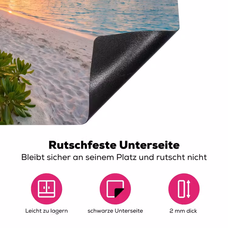 Strand - Zonsondergang - Palmbomen - Tropisch - Natuur Inductie beschermer vinyl 3mm middel -zzzzzzz-lf-onderkant