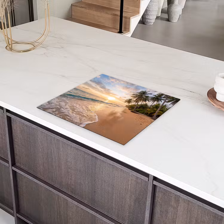 Strand - Zonsondergang - Tropisch - Natuur - Goud Inductie beschermer vinyl 3mm middel -sfeer8