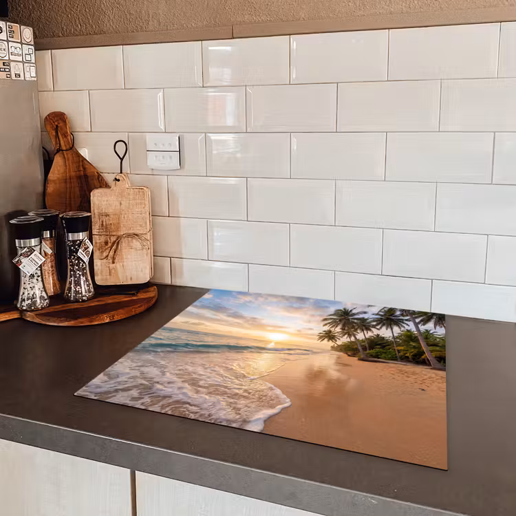 Strand - Zonsondergang - Tropisch - Natuur - Goud Inductie beschermer vinyl 3mm middel -sfeer3