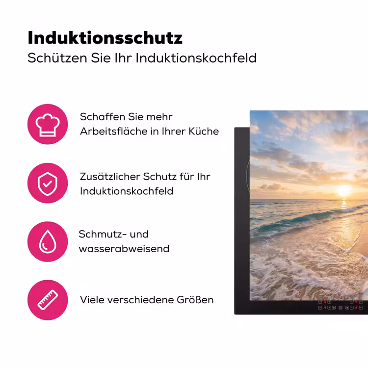 Strand - Zonsondergang - Tropisch - Natuur - Goud Inductie beschermer vinyl 3mm middel -zzzzzzz-lf-ups
