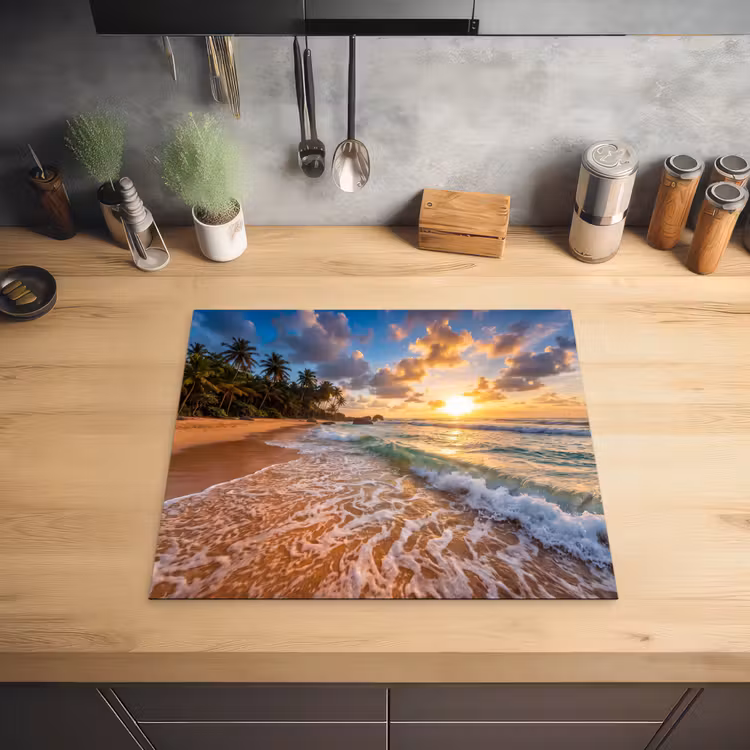 Strand - Zonsondergang - Golven - Natuur - Goud Inductie beschermer vinyl 3mm middel -sfeer5