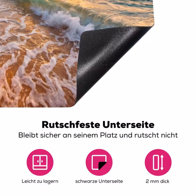 Strand - Zonsondergang - Golven - Natuur - Goud Inductie beschermer vinyl 3mm middel -zzzzzzz-lf-onderkant