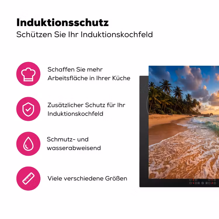 Strand - Zonsondergang - Golven - Natuur - Goud Inductie beschermer vinyl 3mm middel -zzzzzzz-lf-ups