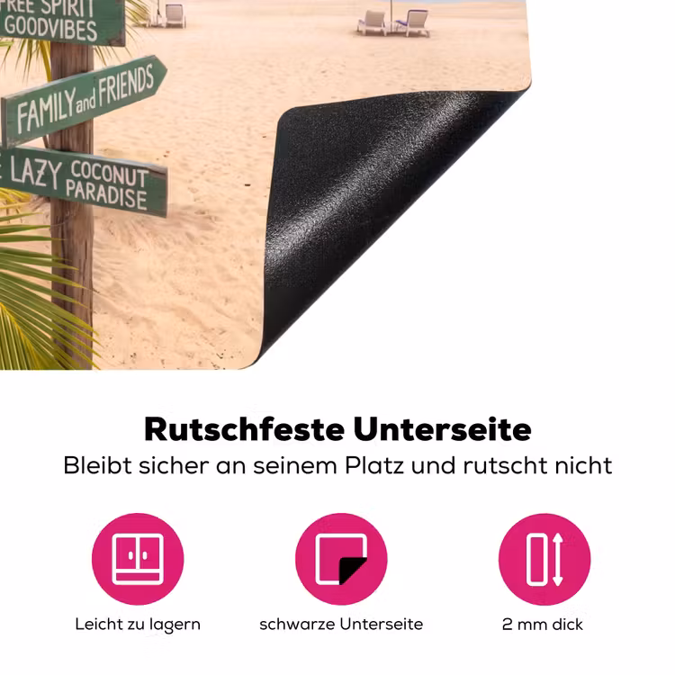Strand - Wegwijzer - Palmen - Tropisch - Groen Inductie beschermer vinyl 3mm middel -zzzzzzz-lf-onderkant