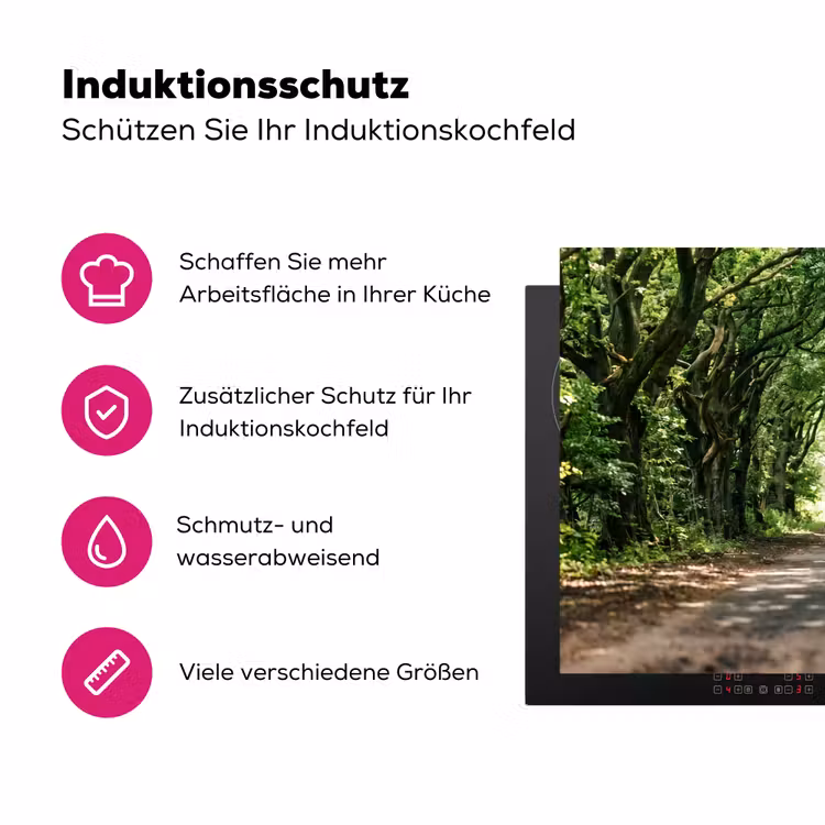 Weg - Bomen - Natuur - Groen Inductie beschermer vinyl 3mm klein -zzzzzzz-lf-ups