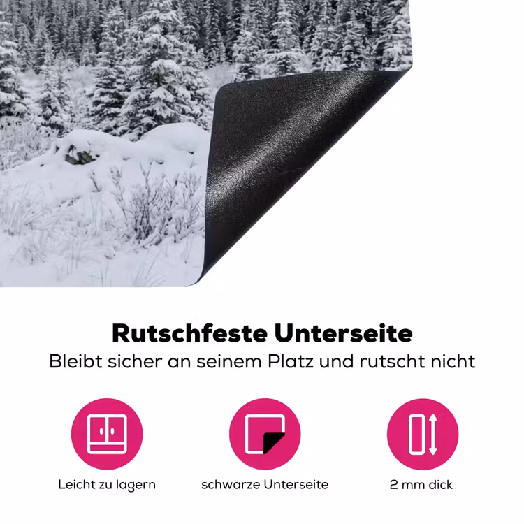 Weg - Bergen - Sneeuw - Naaldbos - Avontuurlijk Inductie beschermer vinyl 3mm klein -zzzzzzz-lf-onderkant