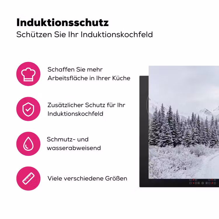 Weg - Bergen - Sneeuw - Naaldbos - Avontuurlijk Inductie beschermer vinyl 3mm klein -zzzzzzz-lf-ups
