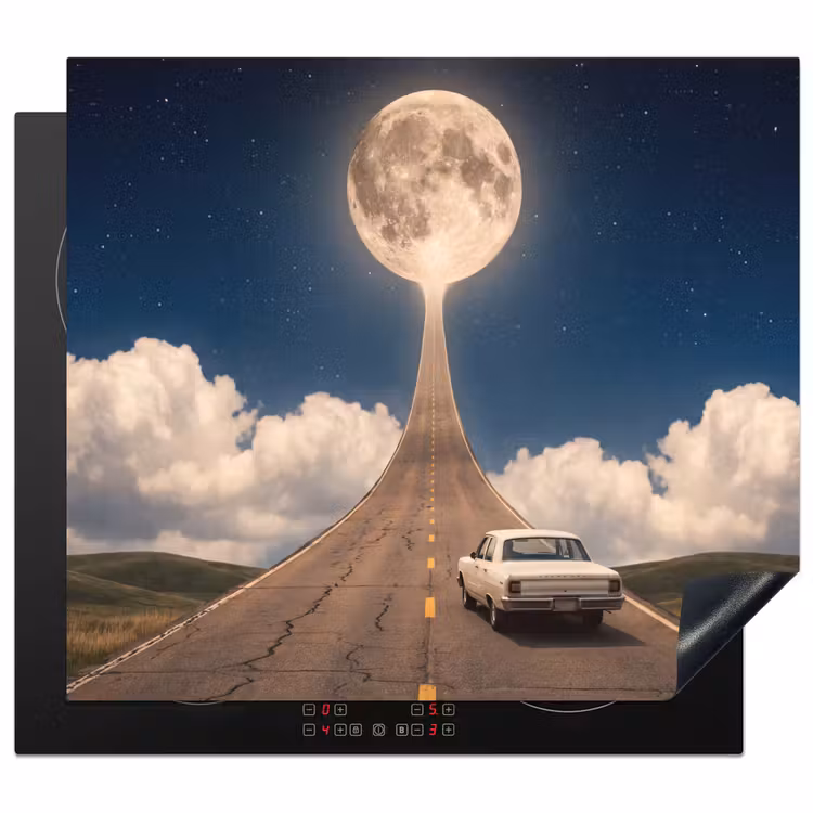 Herdabdeckplatte - Straße – Mond – Nacht - Weg - Maan - Nacht Inductie beschermer vinyl 3mm middel