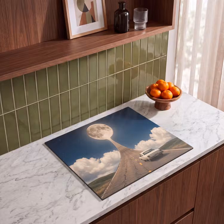 Herdabdeckplatte - Straße – Mond – Nacht - Weg - Maan - Nacht Inductie beschermer vinyl 3mm middel
