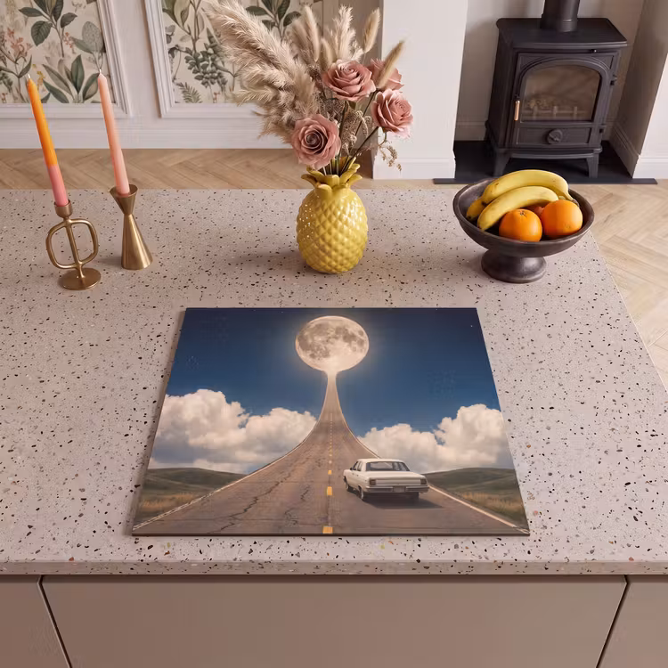 Herdabdeckplatte - Straße – Mond – Nacht - Weg - Maan - Nacht Inductie beschermer vinyl 3mm middel