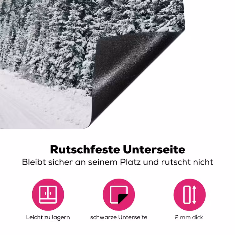 Weg - Sneeuw - Naaldbos - Winter - Avontuurlijk Inductie beschermer vinyl 3mm klein -zzzzzzz-lf-onderkant
