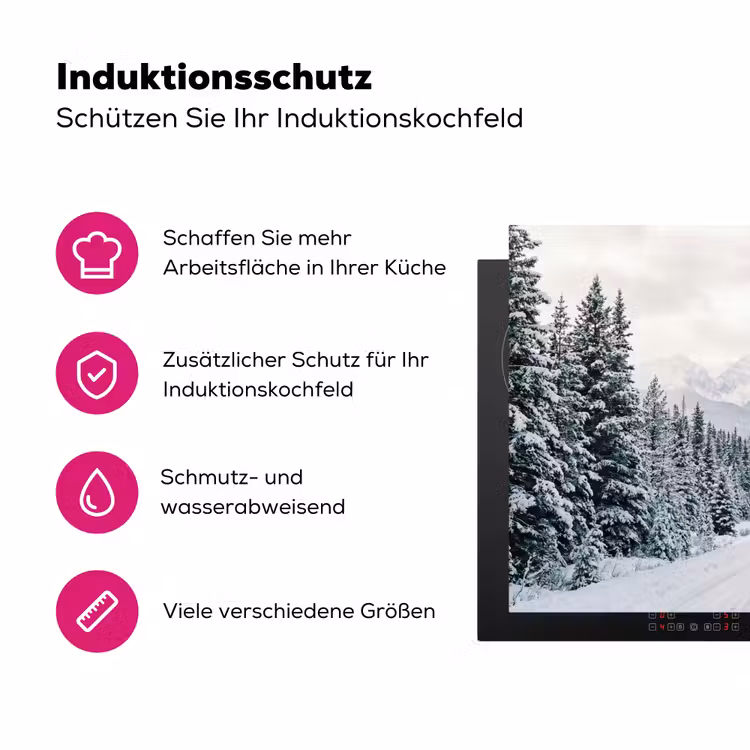 Weg - Sneeuw - Naaldbos - Winter - Avontuurlijk Inductie beschermer vinyl 3mm klein -zzzzzzz-lf-ups