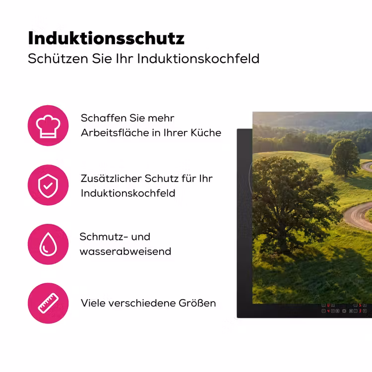 Weg - Weide - Natuur - Groen Inductie beschermer vinyl 3mm klein -zzzzzzz-lf-ups