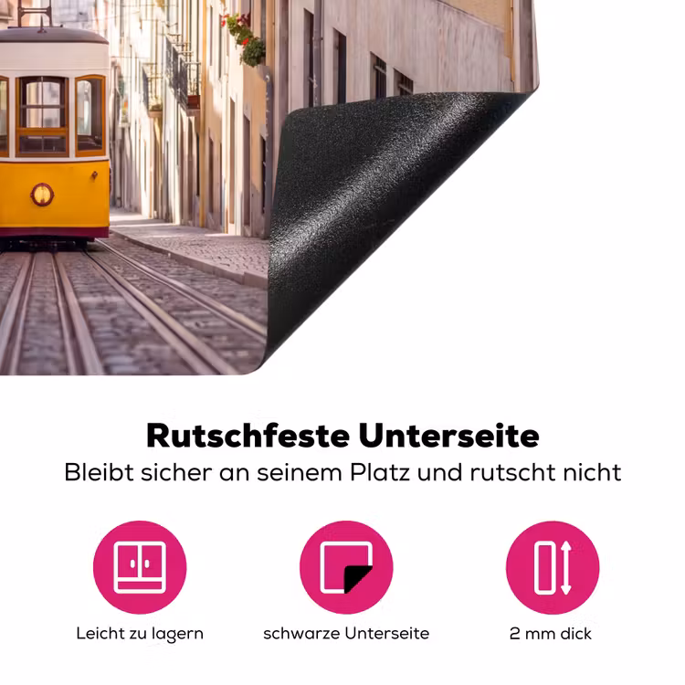 Tram - Straat - Stad - Architectuur - Geel Inductie beschermer vinyl 3mm middel -zzzzzzz-lf-onderkant