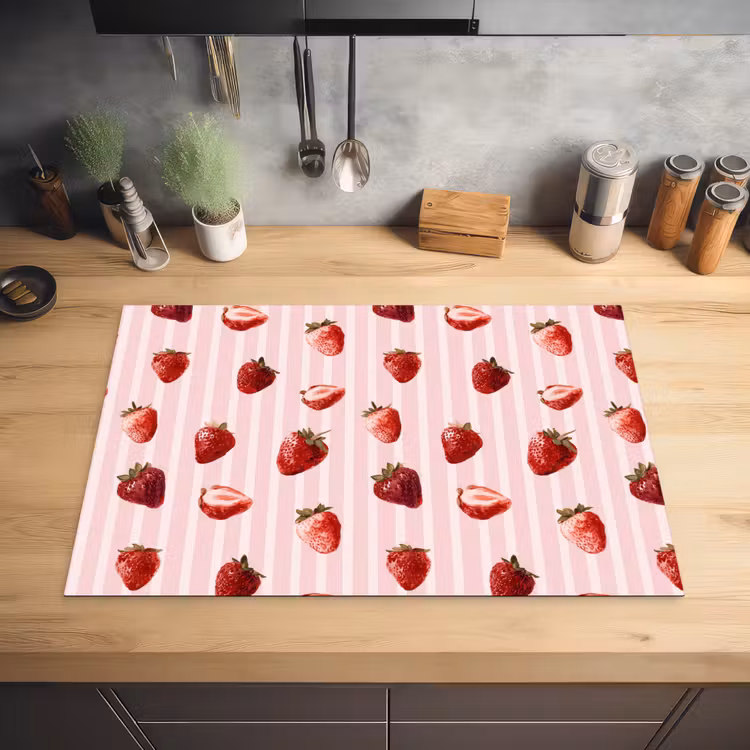 Strepen - Aardbei - Roze Inductie beschermer vinyl 3mm klein 276 -sfeer5