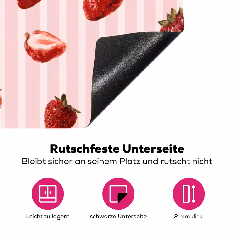 Strepen - Aardbei - Roze Inductie beschermer vinyl 3mm klein 276 -zzzzzzz-lf-onderkant