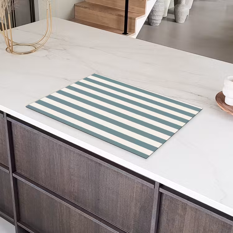Strepen - Modern - Blauw Inductie beschermer vinyl 3mm klein 276 -sfeer8