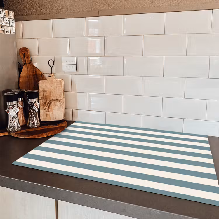 Strepen - Modern - Blauw Inductie beschermer vinyl 3mm klein 276 -sfeer3
