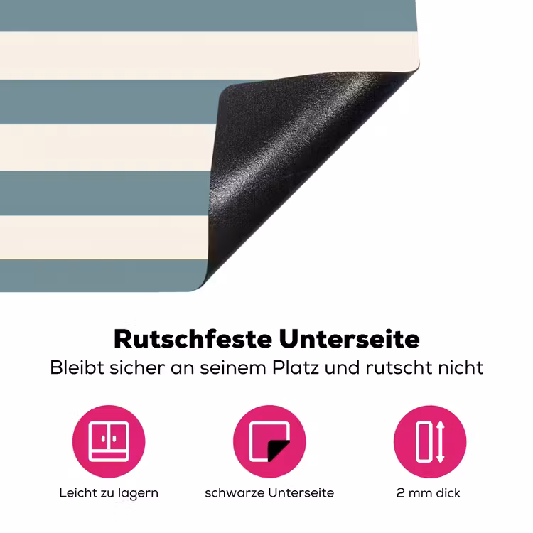 Strepen - Modern - Blauw Inductie beschermer vinyl 3mm klein 276 -zzzzzzz-lf-onderkant