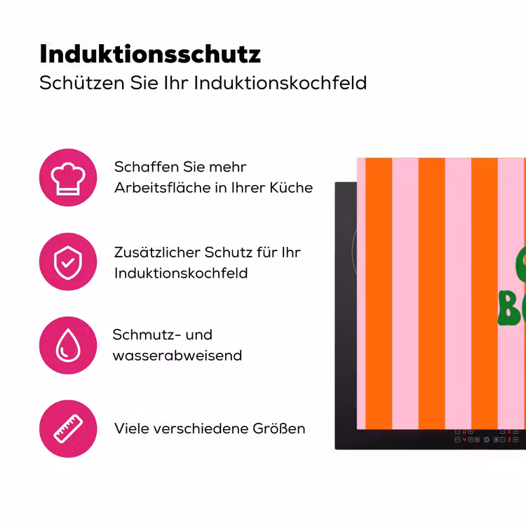 Strepen - Oranje - Verticaal - Ciao bella Inductie beschermer vinyl 3mm klein -zzzzzzz-lf-ups