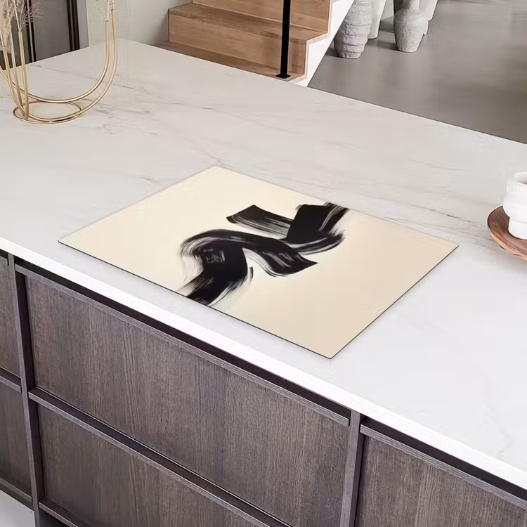 Strepen - Zwart - Abstract Inductie beschermer vinyl 3mm klein -sfeer8