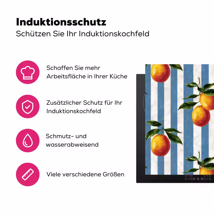Strepen - Citroen - Blauw Inductie beschermer vinyl 3mm klein 276 -zzzzzzz-lf-ups