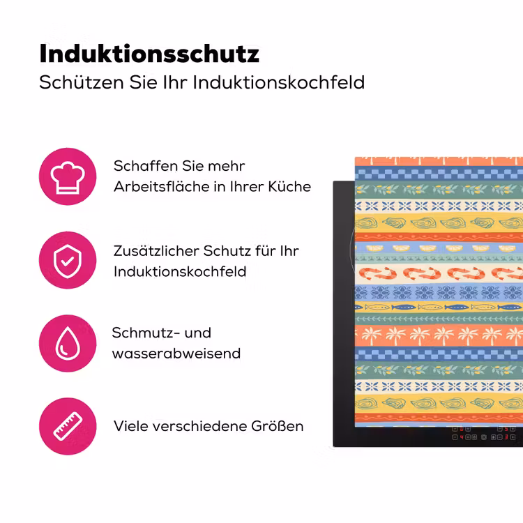 Zee - Sfeer - Oester - Garnaal Inductie beschermer vinyl 3mm klein 276 -zzzzzzz-lf-ups