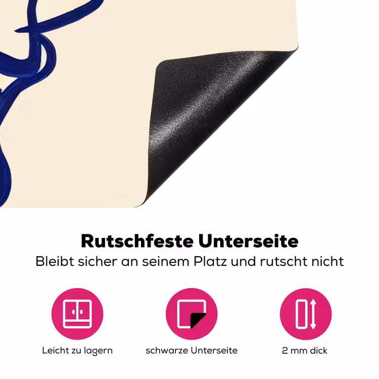 Lijntekening - Overlappende gezichten - Donkerblauw Inductie beschermer vinyl 3mm klein -zzzzzzz-lf-onderkant