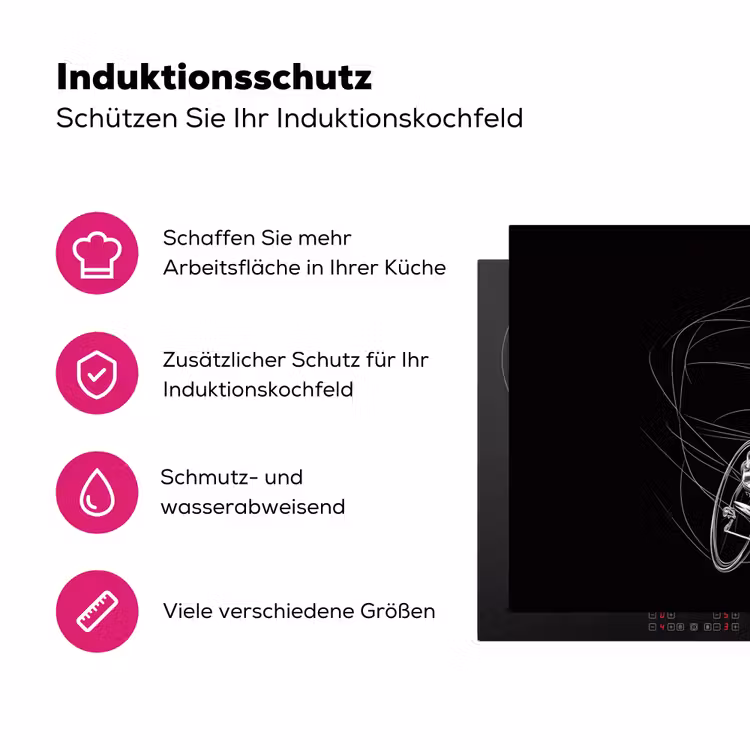 Lijntekening - Wit - Wielrennen - Snelheid Inductie beschermer vinyl 3mm klein -zzzzzzz-lf-ups