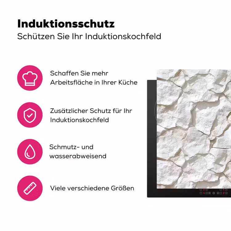 Structuur - Rots - Wit Inductie beschermer vinyl 3mm klein 276 -zzzzzzz-lf-ups