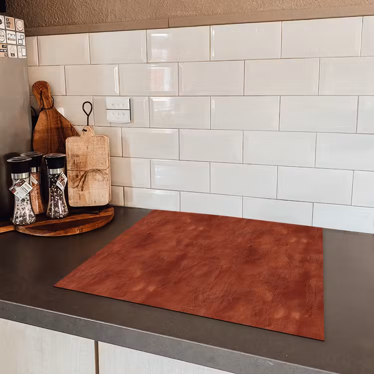 Stucwerk - Textuur - Terracotta Inductie beschermer vinyl 3mm middel 274 -sfeer3