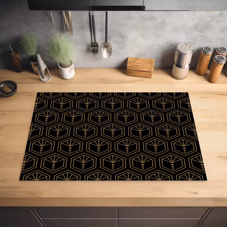 Zonnestraal - Zwart - Goud - Stippen Inductie beschermer vinyl 3mm klein 276 -sfeer5