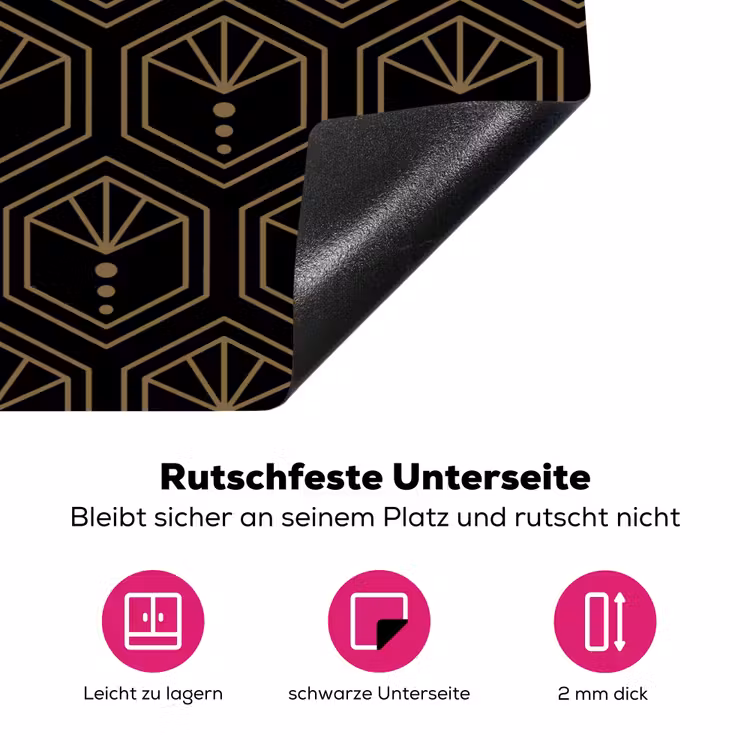 Zonnestraal - Zwart - Goud - Stippen Inductie beschermer vinyl 3mm klein 276 -zzzzzzz-lf-onderkant