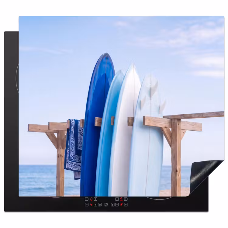 Surfplank - Strand - Zomer - Blauw - Water Inductie beschermer vinyl 3mm middel -3d
