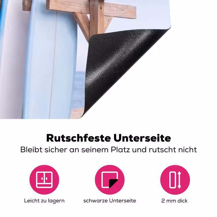 Surfplank - Strand - Zomer - Blauw - Water Inductie beschermer vinyl 3mm middel -zzzzzzz-lf-onderkant