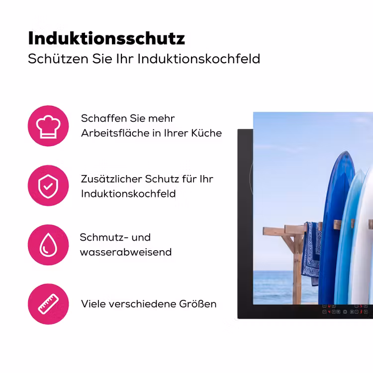 Surfplank - Strand - Zomer - Blauw - Water Inductie beschermer vinyl 3mm middel -zzzzzzz-lf-ups