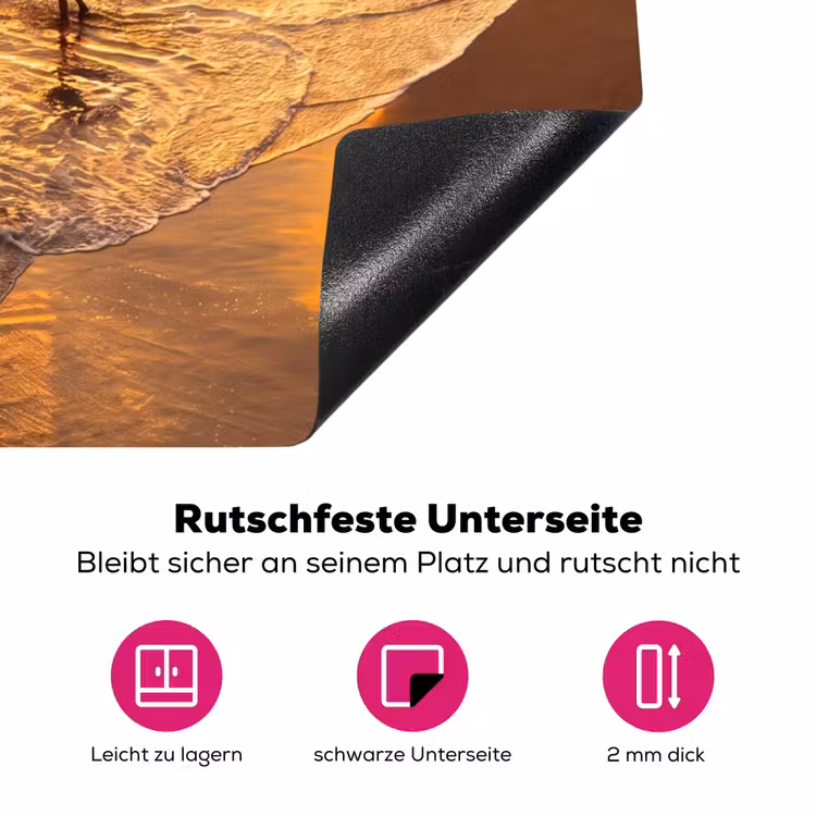 Surfer - Strand - Zonsondergang - Oceaan - Goud Inductie beschermer vinyl 3mm middel -zzzzzzz-lf-onderkant