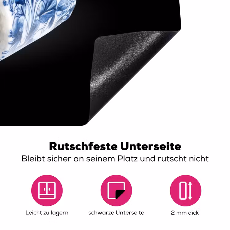 Sushi - Delfts blauw - Rijst - Vis - Elegant Inductie beschermer vinyl 3mm klein -zzzzzzz-lf-onderkant