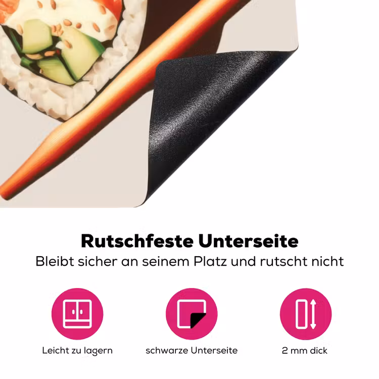 Sushi - Zalm - Rijst - Japans Inductie beschermer vinyl 3mm klein -zzzzzzz-lf-onderkant