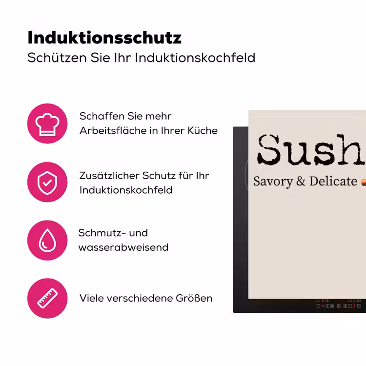 Sushi - Zalm - Rijst - Japans Inductie beschermer vinyl 3mm klein -zzzzzzz-lf-ups