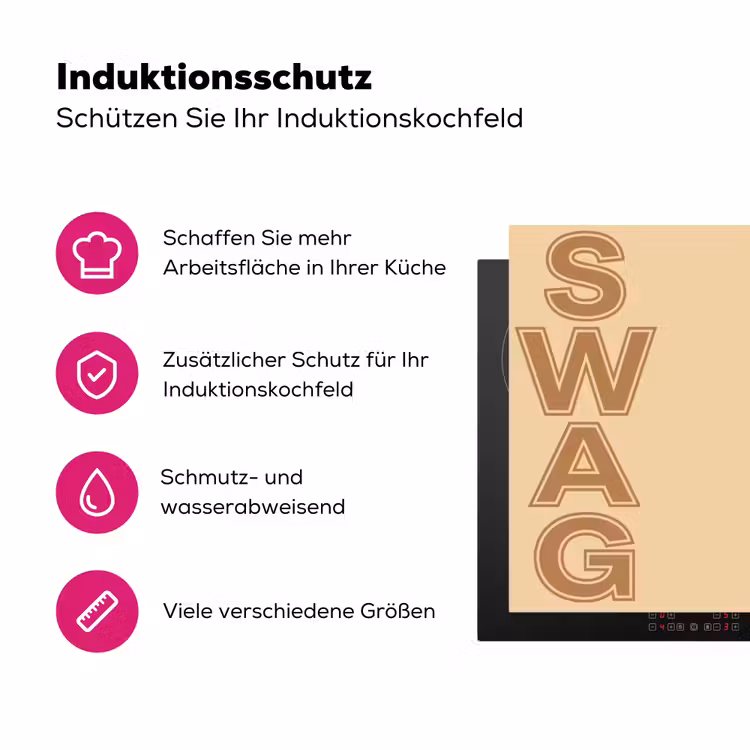 Swag - Bruin - Beige Inductie beschermer vinyl 3mm klein -zzzzzzz-lf-ups