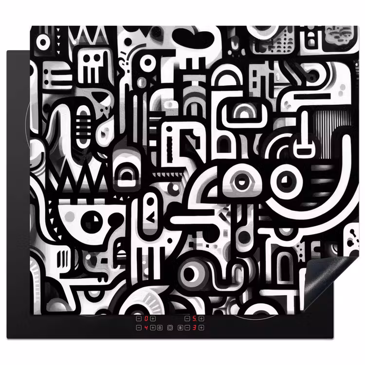 Herdabdeckplatte - Symbole - Abstrakt - Grafik - Schwarz